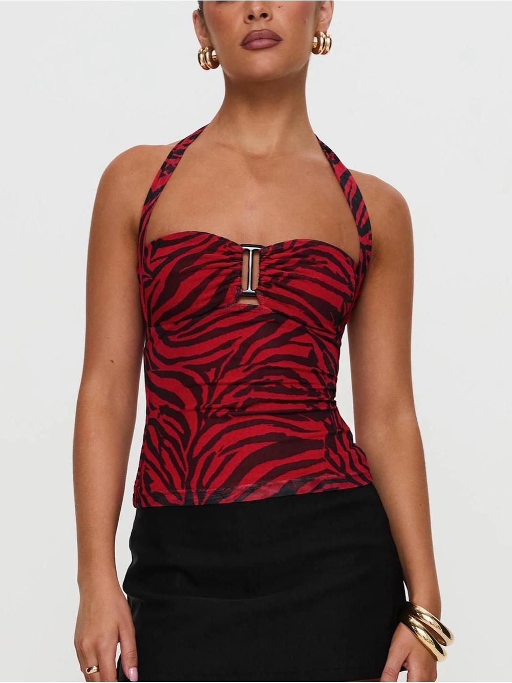 Cielo Red Zebra Halter Tank from obsession brand new sold out